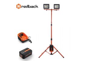 Redback Pachet ED40+EP40+EC20 Stand proiectoare LED, 2x20W, acumulator 40V/4Ah, incarcator 40V/2A